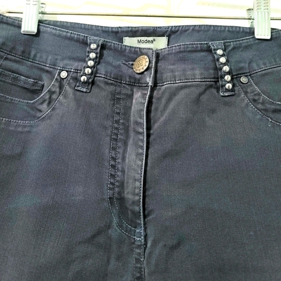 Modea Collection Women's Denim Crop Studded Jeans Size 38 - Picture 4 of 11
